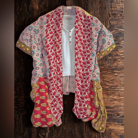 💜 Elizabeth Gillett Boho Patchwork Kimono Duster OS - Picture 3 of 7